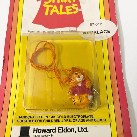 Vintage 1982 Shirt Tales The Tiger Plastic Necklace Hallmark Cards Damaged - Picture 2 of 15